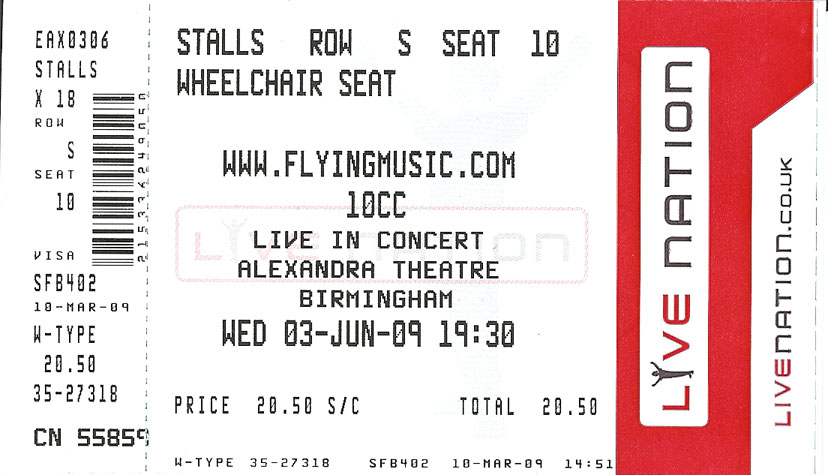 10CC Ticket